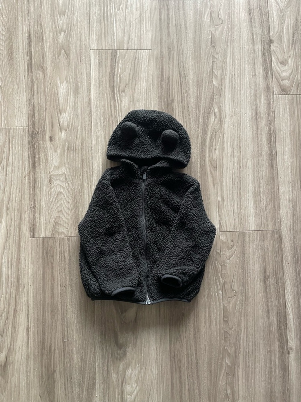 Old Navy Black Sherpa Hooded Jacket with Ear Accents